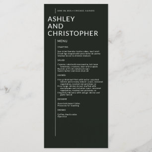 Minimalist Black Isolated Names Wedding Menu