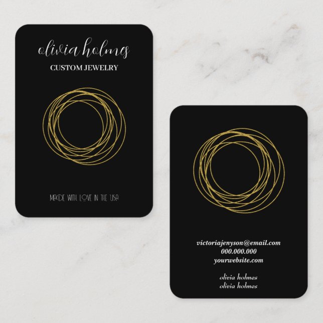 Minimalist black jewellery business card (Front/Back)