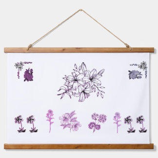 Minimalist Black Lily Botanical Line Art Illustrat Hanging Tapestry