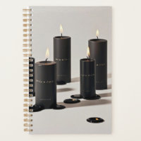 Minimalist black-line candles with tiny flames