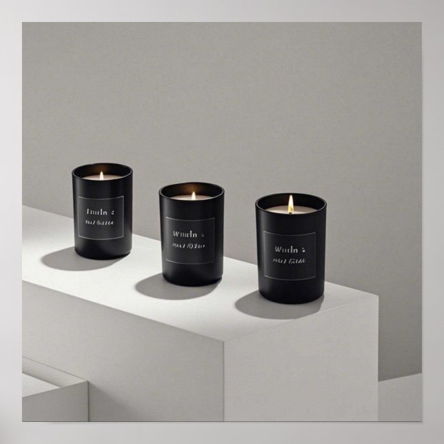 Minimalist black-line candles with tiny flames poster (Front)