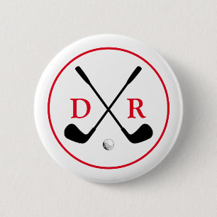 Minimalist Black Logo and Monogram Golf Player 2 Inch Round Button