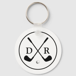 Minimalist Black Logo and Monogram Golf Player Keychain