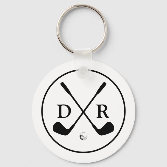 Minimalist Black Logo and Monogram Golf Player Keychain (Front)