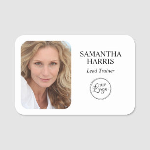 Minimalist Black Logo and Photo Name Tag