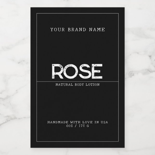 Minimalist black modern elegant body lotion label (Single Label)