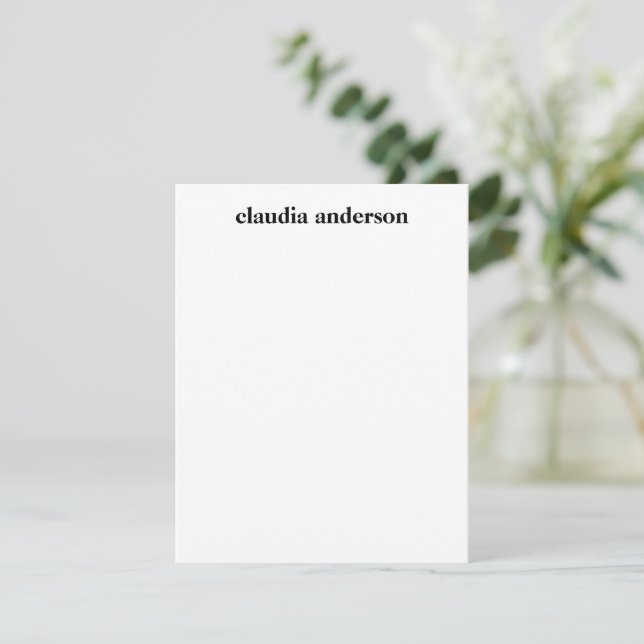 Minimalist Black Modern Typography Personalized  Card (Standing Front)