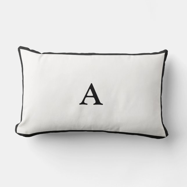 Minimalist Black Monogram Lumbar Throw Pillow (Front)