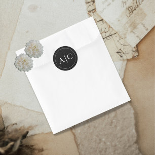 Minimalist Black Monogram Wedding Classic Round Sticker
