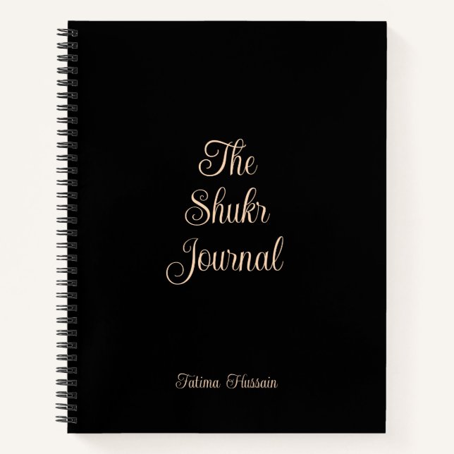 Minimalist Black Muslim Shukr Gratitude Journal (Front)