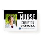 Minimalist Black Nurse RN Hospital Photo ID