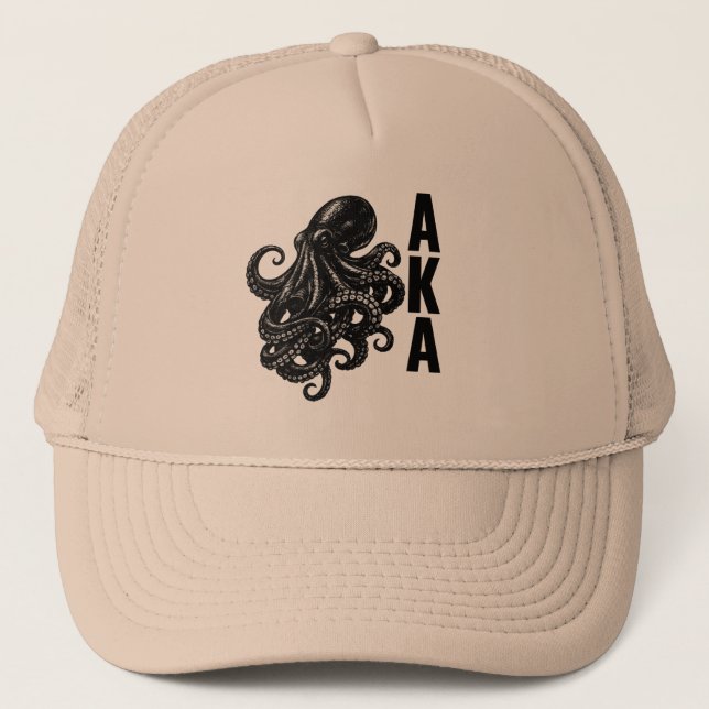 Minimalist Black Octopus AKA Trucker Hat - Aesthet (Front)