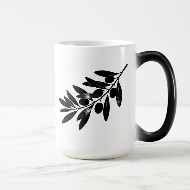 Minimalist Black Olive Branch Coffee Mug (Right)