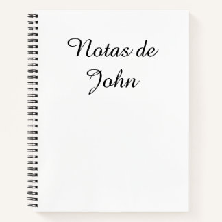 Minimalist Black on White Notas Spanish Notebook