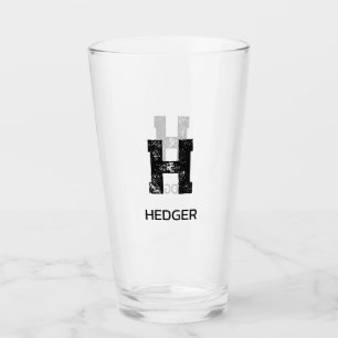 MINIMALIST BLACK ONE LETTER MONOGRAM NAME CLEAR GLASS