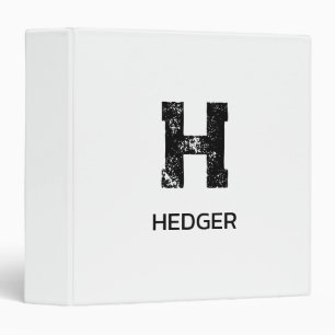 MINIMALIST BLACK ONE LETTER MONOGRAM NAME WHITE BINDER