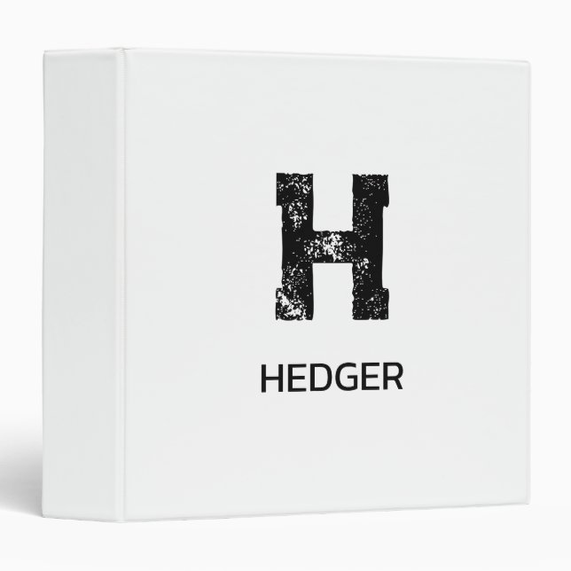 MINIMALIST BLACK ONE LETTER MONOGRAM NAME WHITE BINDER (Front/Spine)