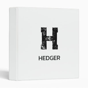 MINIMALIST BLACK ONE LETTER MONOGRAM NAME WHITE BINDER