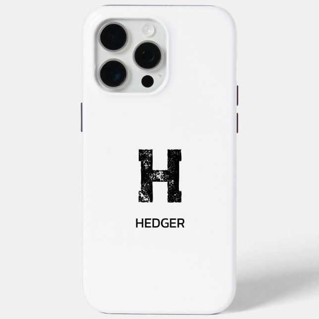 MINIMALIST BLACK ONE LETTER MONOGRAM NAME WHITE Case-Mate iPhone CASE (Back)