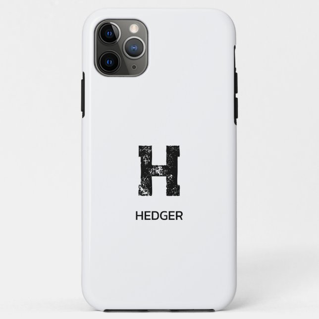 MINIMALIST BLACK ONE LETTER MONOGRAM NAME WHITE Case-Mate iPhone CASE (Back)