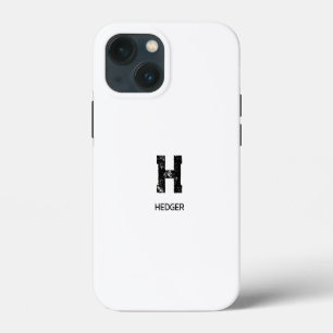 MINIMALIST BLACK ONE LETTER MONOGRAM NAME WHITE iPhone 13 MINI CASE