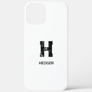 MINIMALIST BLACK ONE LETTER MONOGRAM NAME WHITE iPhone 12 PRO MAX CASE