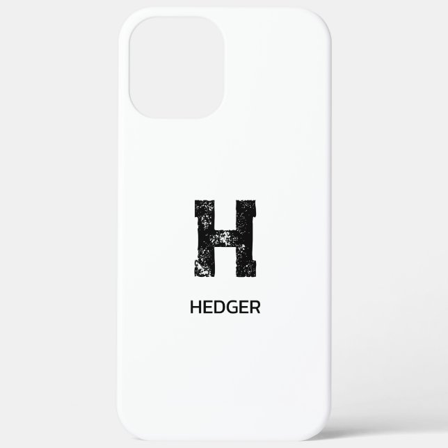 MINIMALIST BLACK ONE LETTER MONOGRAM NAME WHITE Case-Mate iPhone CASE (Back)