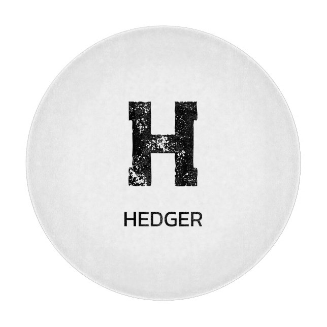 MINIMALIST BLACK ONE LETTER MONOGRAM NAME WHITE CUTTING BOARD (Front)