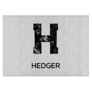 MINIMALIST BLACK ONE LETTER MONOGRAM NAME WHITE CUTTING BOARD