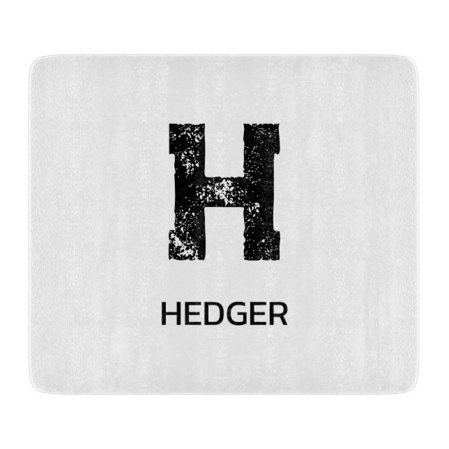MINIMALIST BLACK ONE LETTER MONOGRAM NAME WHITE CUTTING BOARD (Front)