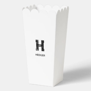 MINIMALIST BLACK ONE LETTER MONOGRAM NAME WHITE FAVOR BOX