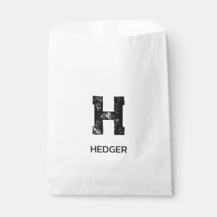 MINIMALIST BLACK ONE LETTER MONOGRAM NAME WHITE FAVOUR BAG