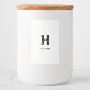 MINIMALIST BLACK ONE LETTER MONOGRAM NAME WHITE FOOD LABEL