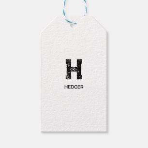 MINIMALIST BLACK ONE LETTER MONOGRAM NAME WHITE GIFT TAGS