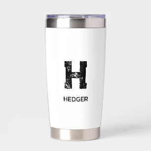 MINIMALIST BLACK ONE LETTER MONOGRAM NAME WHITE INSULATED TUMBLER