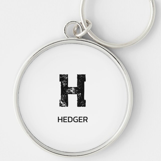 MINIMALIST BLACK ONE LETTER MONOGRAM NAME WHITE KEYCHAIN (Front)