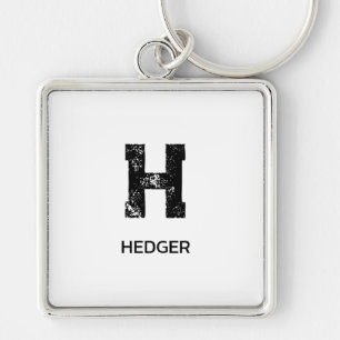 MINIMALIST BLACK ONE LETTER MONOGRAM NAME WHITE KEYCHAIN