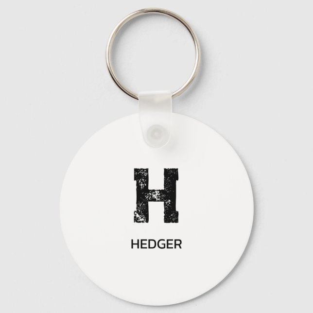 MINIMALIST BLACK ONE LETTER MONOGRAM NAME WHITE KEYCHAIN (Front)