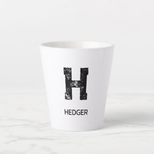 MINIMALIST BLACK ONE LETTER MONOGRAM NAME WHITE LATTE MUG