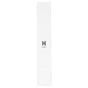 MINIMALIST BLACK ONE LETTER MONOGRAM NAME WHITE LONG TABLE RUNNER
