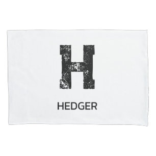 MINIMALIST BLACK ONE LETTER MONOGRAM NAME WHITE PILLOWCASE