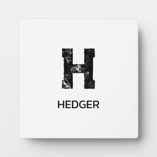 MINIMALIST BLACK ONE LETTER MONOGRAM NAME WHITE PLAQUE