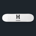 MINIMALIST BLACK ONE LETTER MONOGRAM NAME WHITE SKATEBOARD<br><div class="desc">THIS IS A SIMPLE,  ONE LETTER MONOGRAM DESIGN,  SUITABLE FOR EVERYONE.YOU CAN CHANGE,  RESIZE OR ADD TEXT AND COLOURS THE WAY YOU LIKE.THANK YOU.</div>