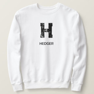 MINIMALIST BLACK ONE LETTER MONOGRAM NAME WHITE SWEATSHIRT