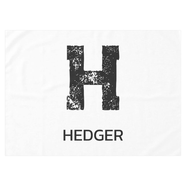 MINIMALIST BLACK ONE LETTER MONOGRAM NAME WHITE TABLECLOTH (Front (Horizontal))