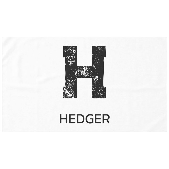 MINIMALIST BLACK ONE LETTER MONOGRAM NAME WHITE TABLECLOTH (Front (Horizontal))