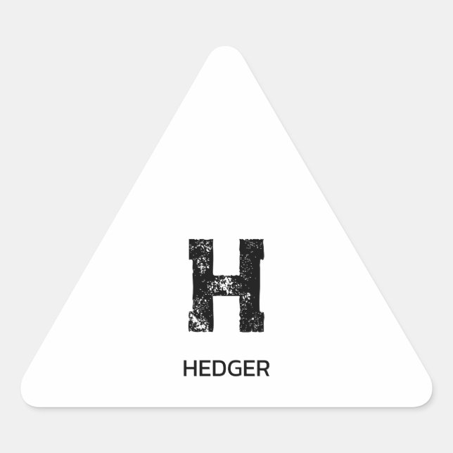 MINIMALIST BLACK ONE LETTER MONOGRAM NAME WHITE TRIANGLE STICKER (Front)