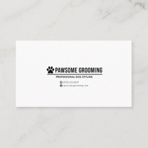 Minimalist Black Paw Logo Professional Dog Groomin Business Card
