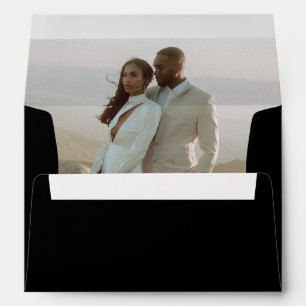 Minimalist Black Photo Modern Wedding Envelope