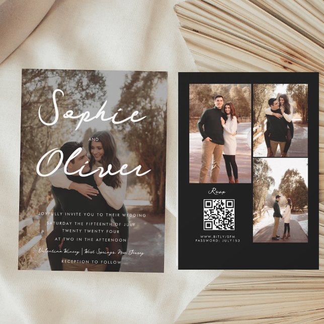 Minimalist Black Photo QR Code All in One Wedding Invitation (Creator Uploaded)